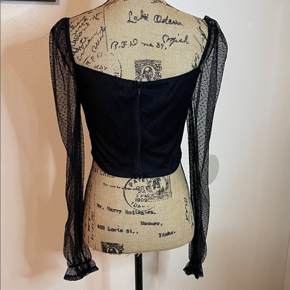 Windsor Black Mesh Sleeve Blouse - Picture 4 of 6